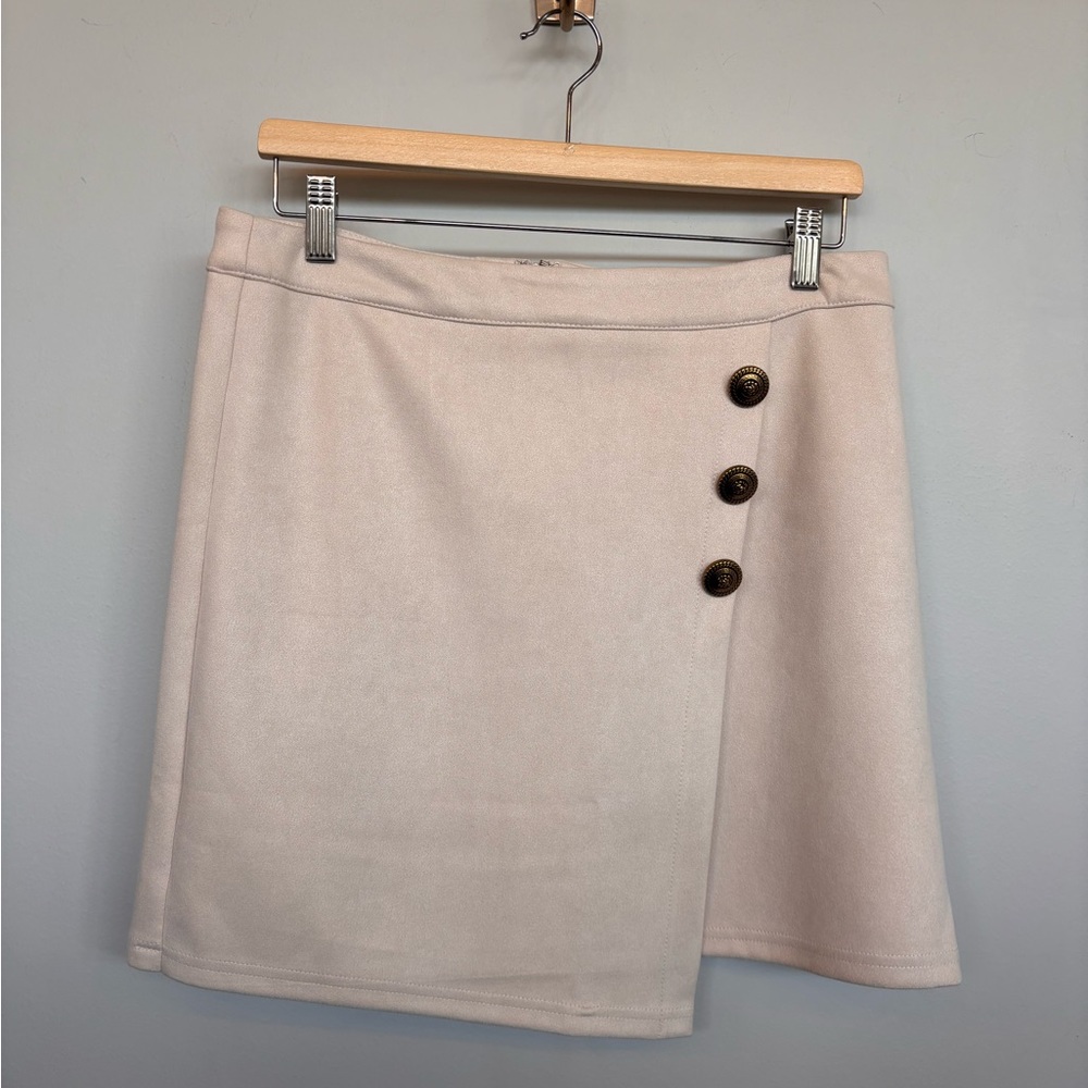 Elegant Cream Skirt with Button Detail